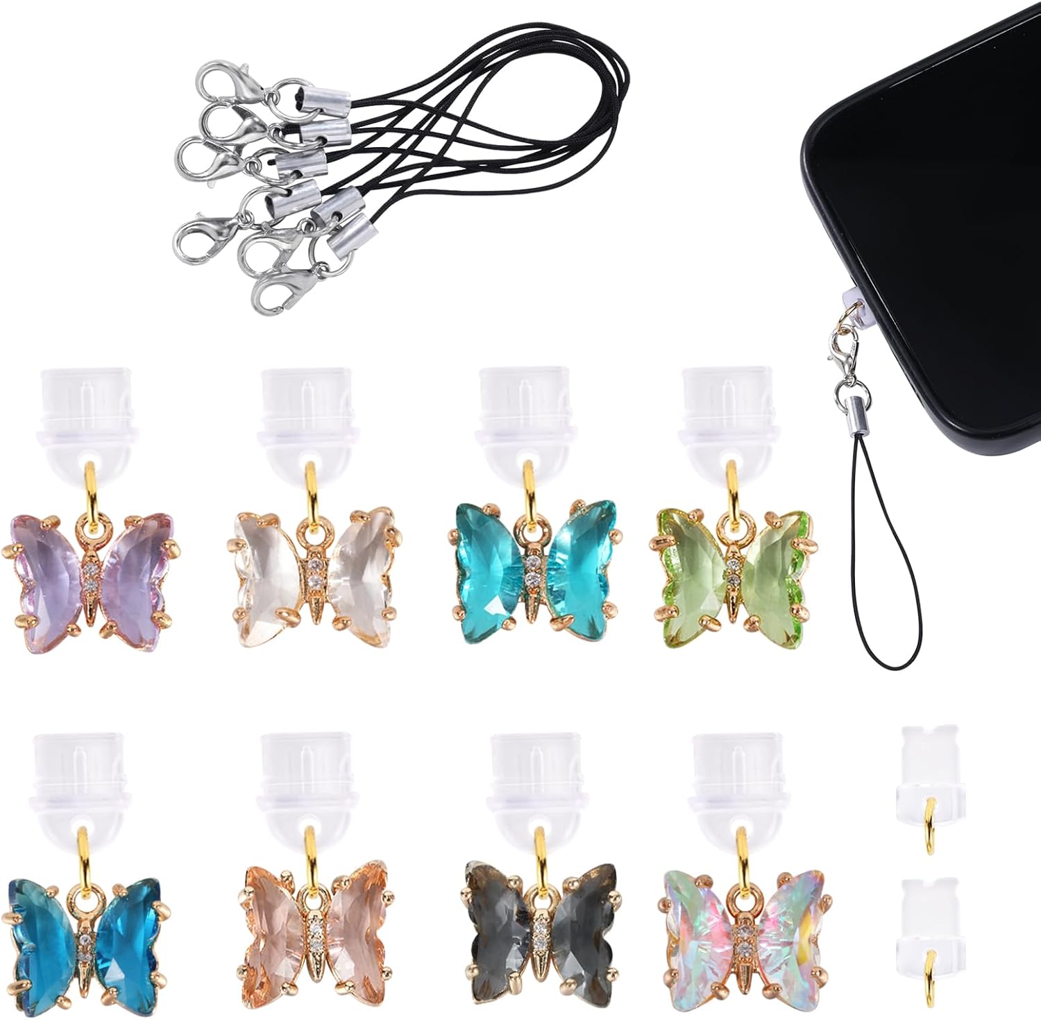 8 Pcs Type C Dust Plug Charm Cute Cell Phone Charms...