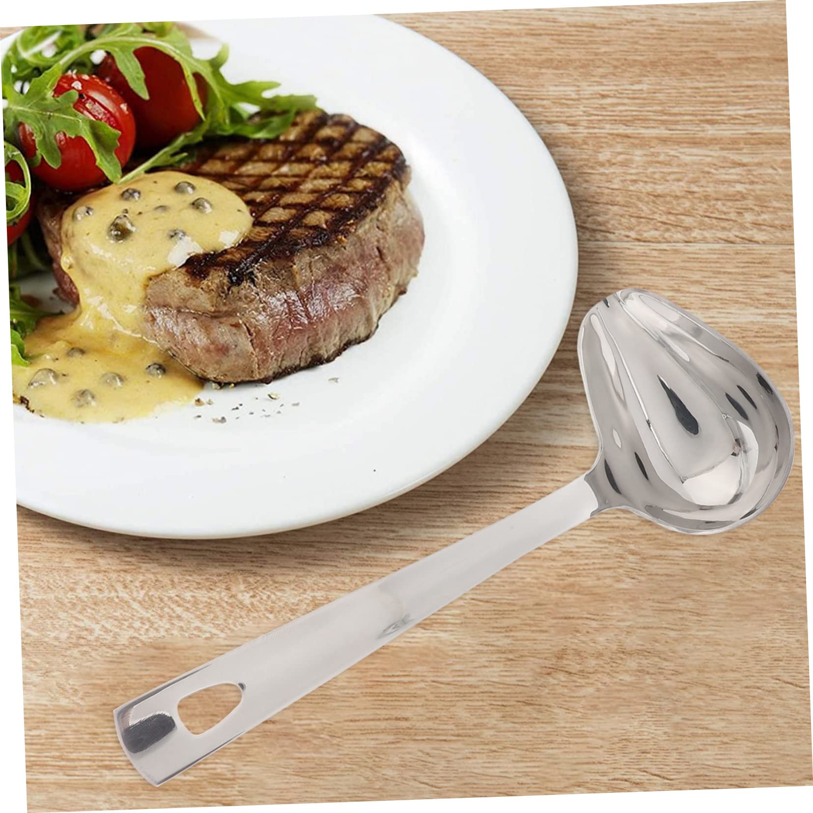 GRIRIW Drizzle Sauce Spoon Stainless Steel Tableware Unique Design Spoon for Baking and Decorations