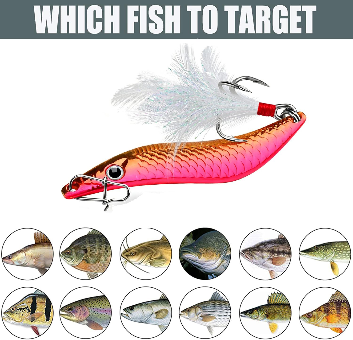 Juego de señuelos de cuchara de pesca, anzuelos triples de metal, multiolor, en forma de S, señuelos de agua salada para trucha, salmón, lucio, lucio, lucioperca, trucha, lubina, 5 unidades