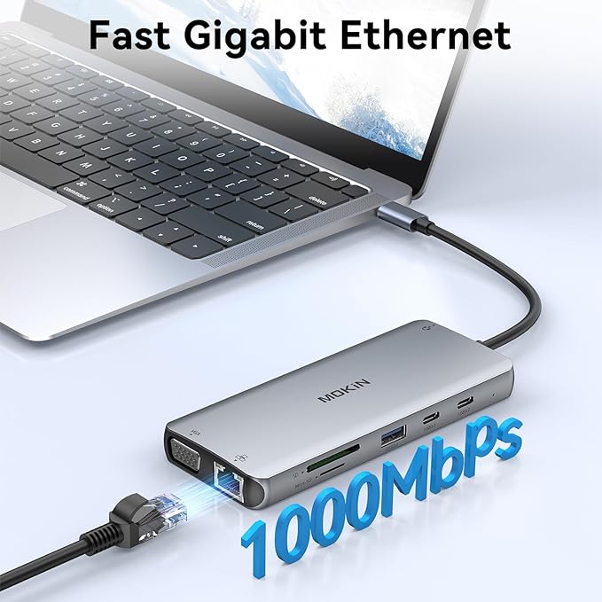 Docking Station MOKiN 12 en 1 USB C Triple Monitor 4K HDMI DP VGA miniatura 7