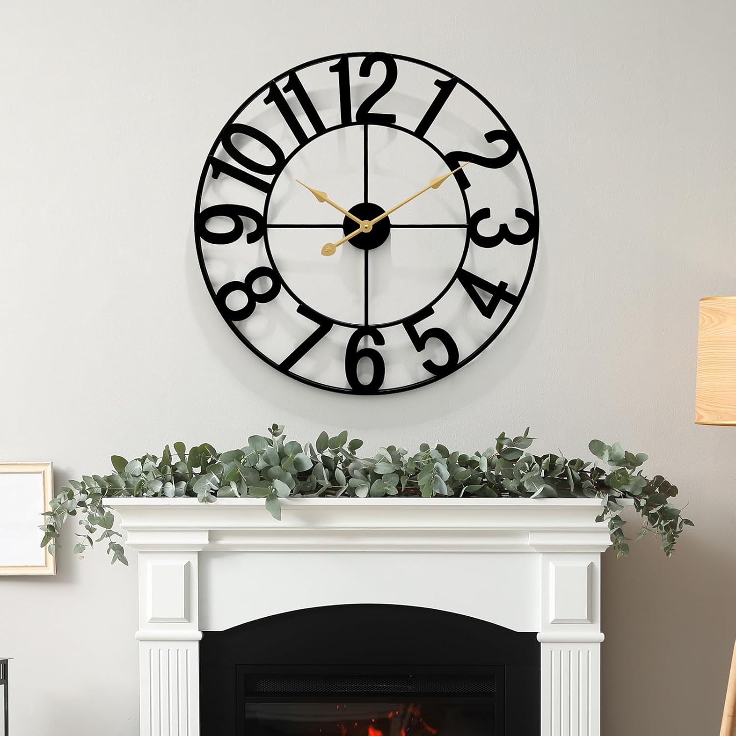 Silent Wall Clock for Bedroom，32 Inch Extra Large Office Wall Clock，Big Clock for Kitchen/Living Room/Farmhouse