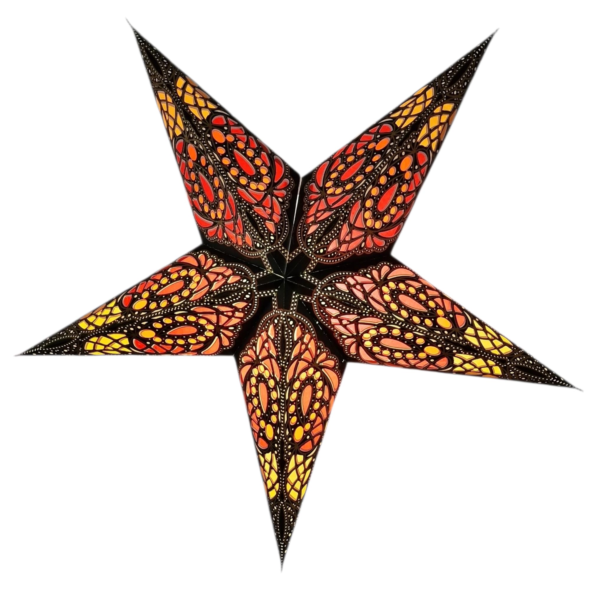 YEPSIO Lantern Lampshade Paper Star Light Shades Large 60cm Hanging Decorations for Christmas Wedding Home Decoration Birthday Party Foldable 5 Pointed Star (Glitter Black, Yellow, Maroon) — image 1