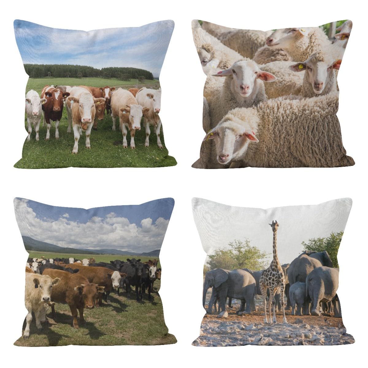Housse de coussin geometrique 50x50cm lot de 4 taies d'oreiller pour canapé et sol en lin