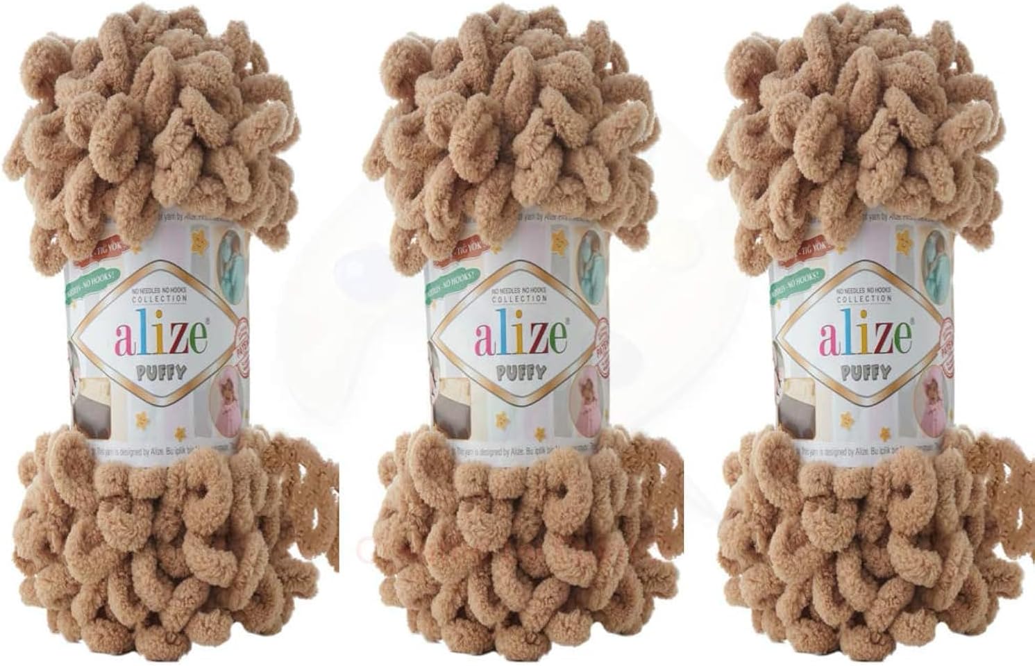 Alize Puffy Baby Blanket Lot of 3 - 300gr, 30yds, 100% Micropolyester Soft, Super Chunky Bulky Worested Yarn (Royal Blue)