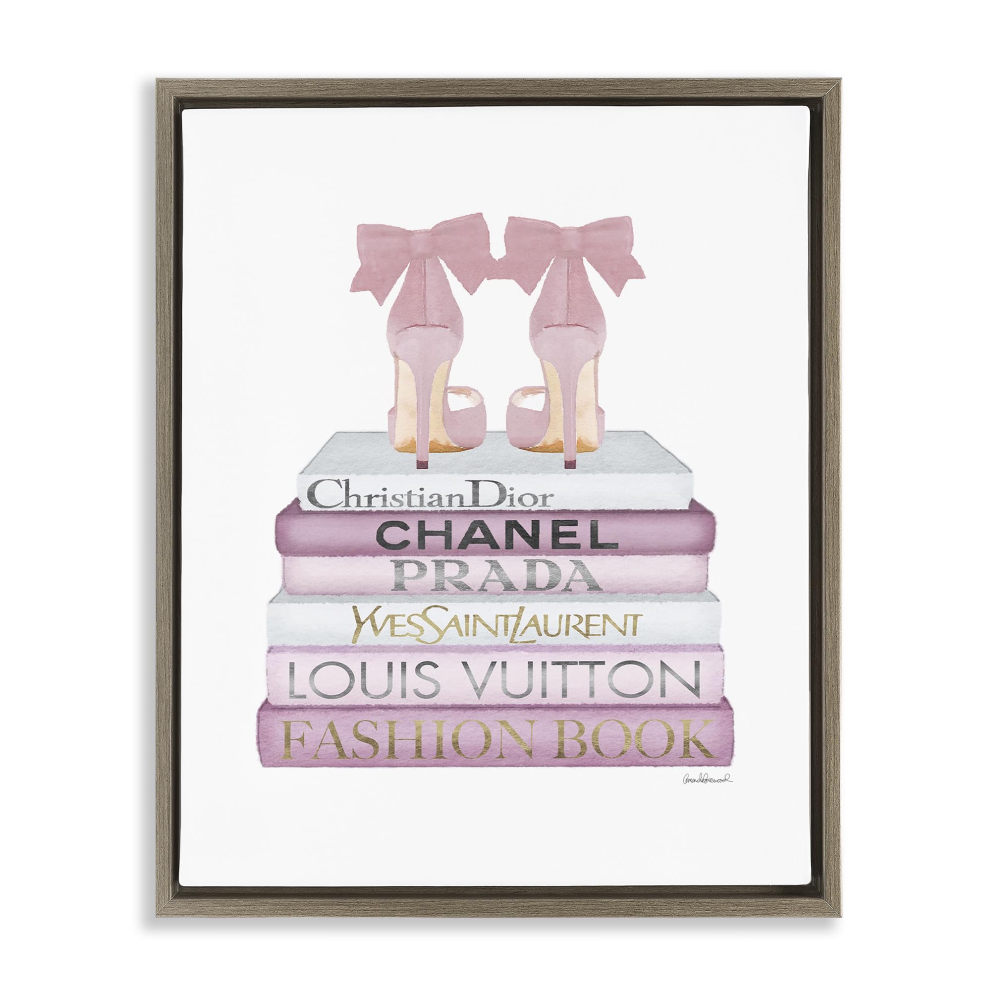 Glam Heels Books Still Life, 24 x 30 Inch Canvas in Floater Frame