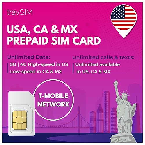 travSIM North America SIM Card| T-Mobile Network | 50GB Data