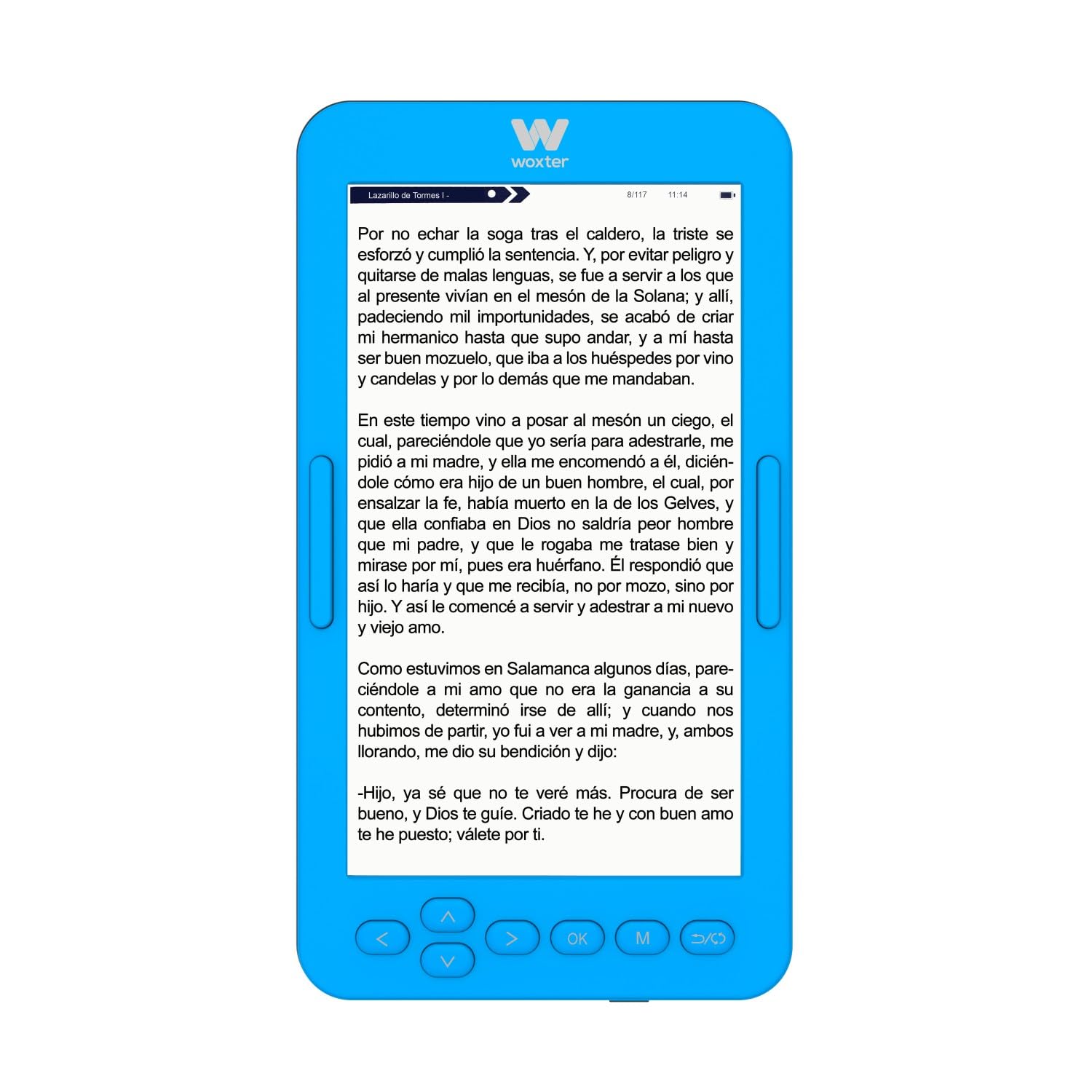 Woxter E-Book Scriba 195 S Black Compacte e-book reader, 4,7 inch, 960 x 540, E-Ink-display, parelwit, EPUB, PDF, 4 GB, 2000 boeken, zwart