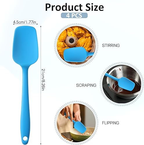 Miniatura 3 de 4 espátulas de silicona, juego de espátulas de cuchara de goma, utensilios de cocina de goma resistentes al calor, diseño de una sola pieza, cuchara