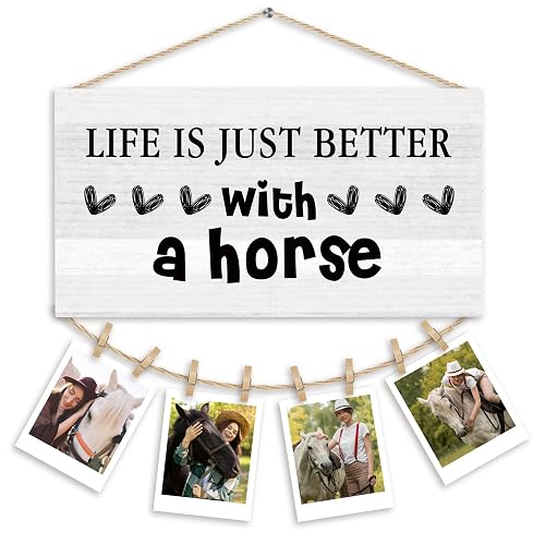 WULQYING Horse Gifts Picture Frames Photo Holder for Wall, Horse Themed Gifts for Women Girls Men Horses Lover Horse Rider Hanging Photo Display for wall Decor