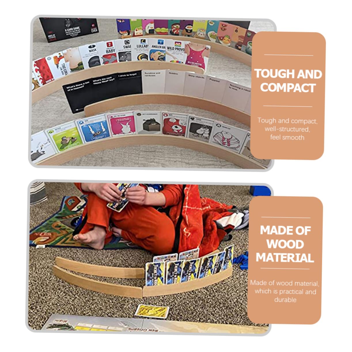 Cabilock Wooden Poker Card Holder Card Deck Stand Poker Set Base Game Rack Boys and Girls Toy