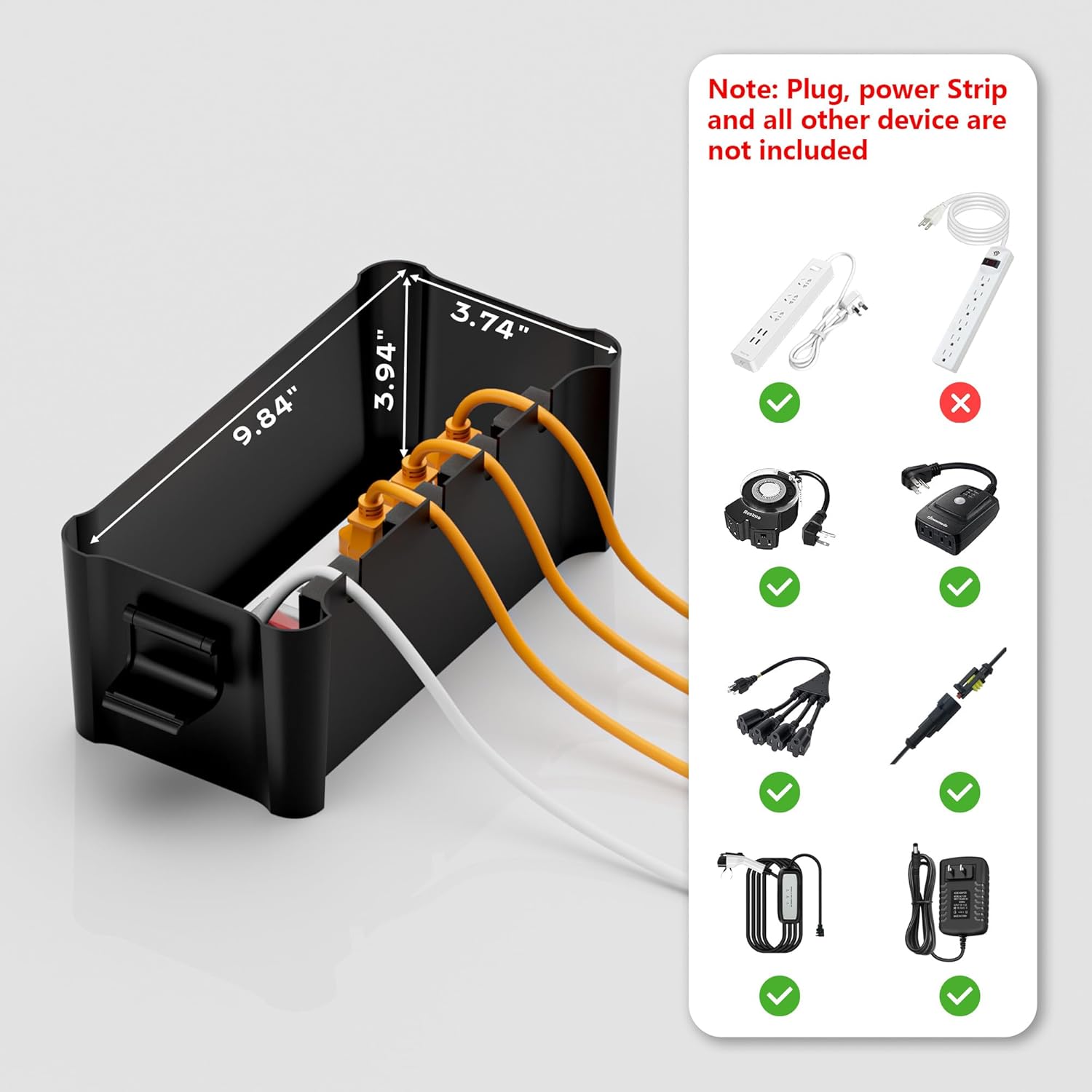 Diivoo Medium Weatherproof Extension Cord Cover, Outdoor Plug Protector Waterproof, Outdoor Extension Cord Box for Power Strip, Holiday Lights, Patio Heaters, Black