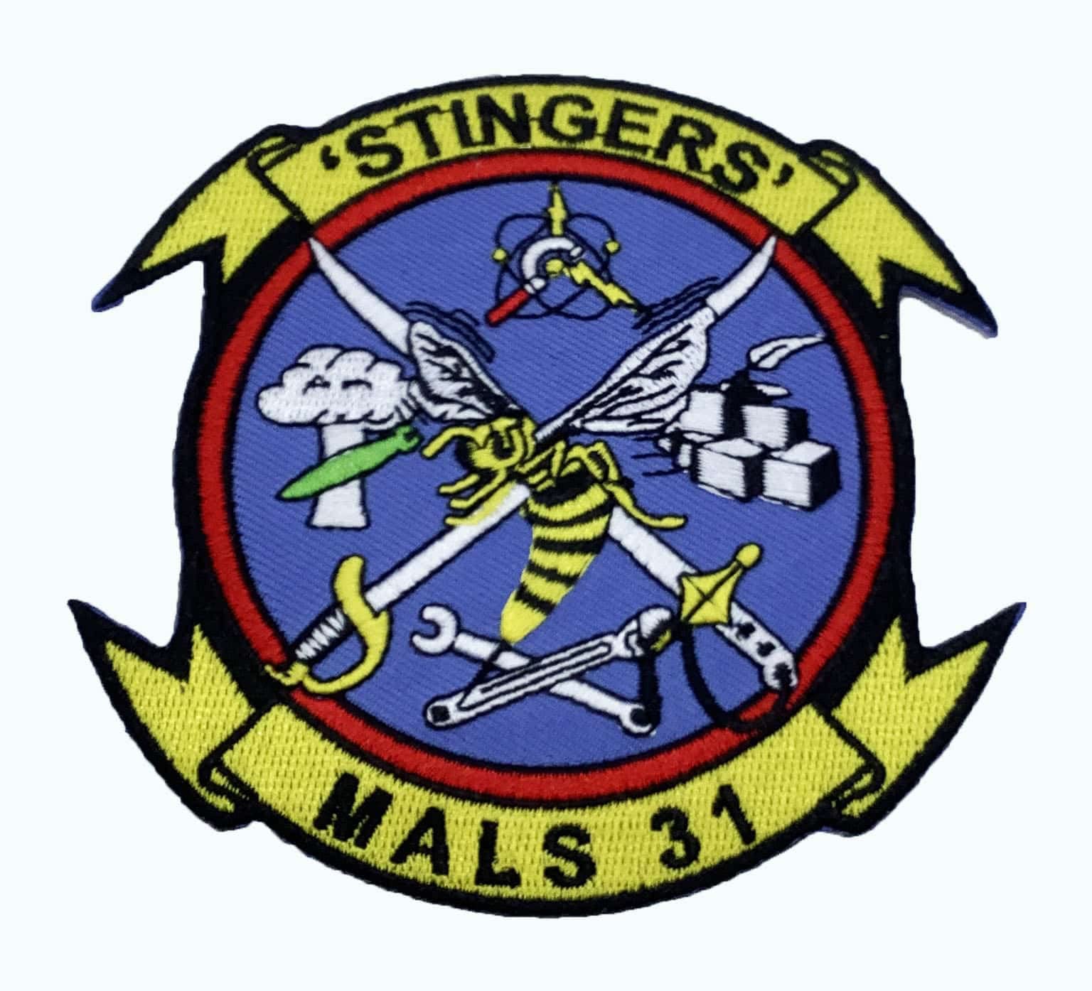 Squadron Nostalgia LLC MALS 31 Stingers Patch – Plastic Backing
