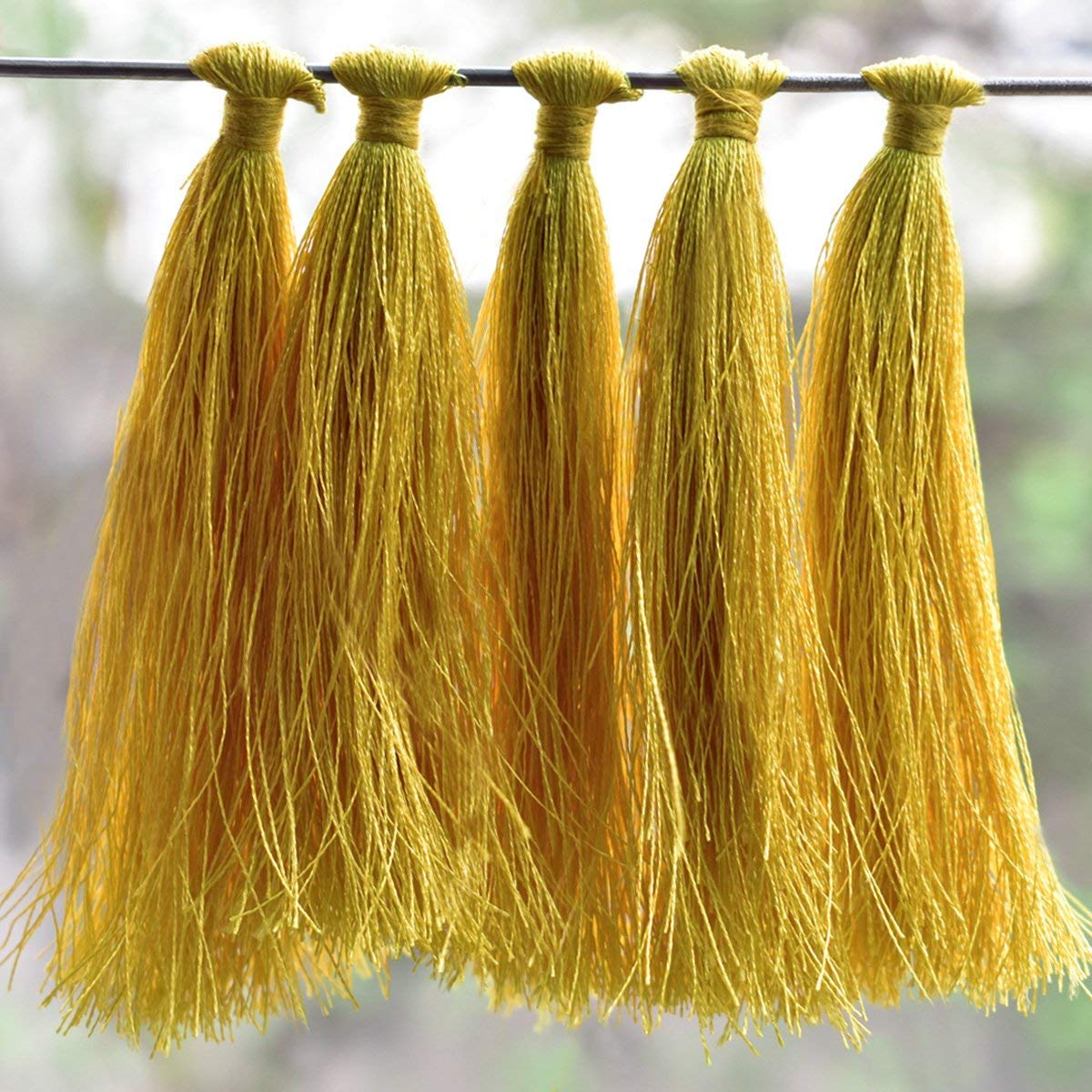 TIMESETL Tassels for Craft,Earring Making and Decoration Purpose- 100 Pieces(10 cm)…Approx (Mustered Yellow)