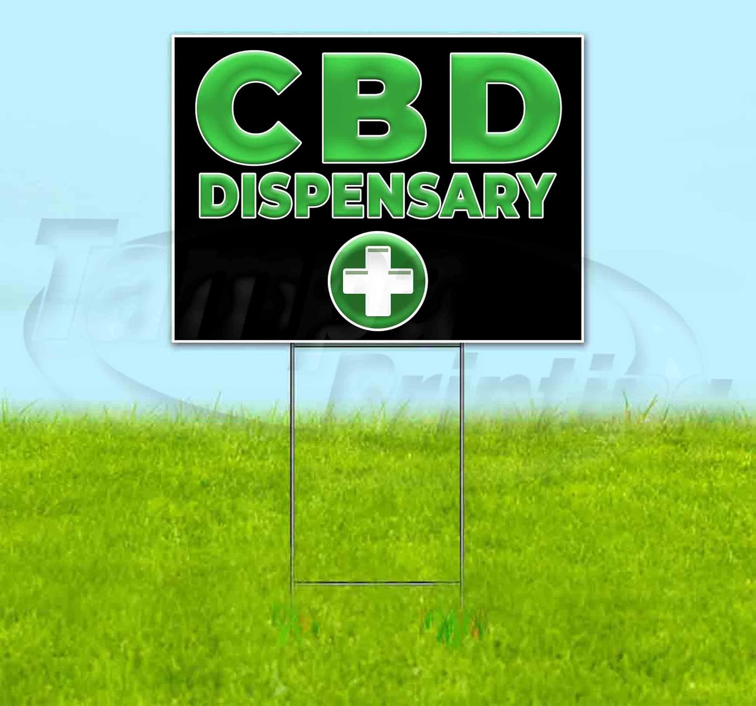 CBD Dispensary (18" X 24") Yard Sign, Quantity Discounts, Multi-Packs, Includes Metal Step Stake, Bandit Sign