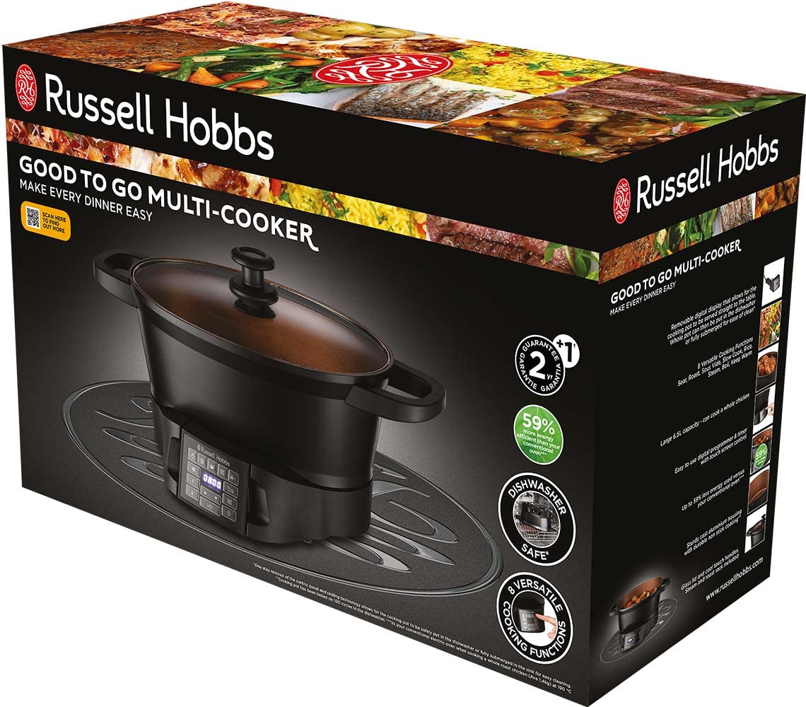Russell Hobbs Multicooker 6.5 L - 8 Funzioni di Cottura Tra Cui Cottura Lenta, a Vapore, Cuociriso, Sottovuoto, Arrosto - Dispaly Digitale, Pentola Lavabile in Lavastoviglie 28270-56