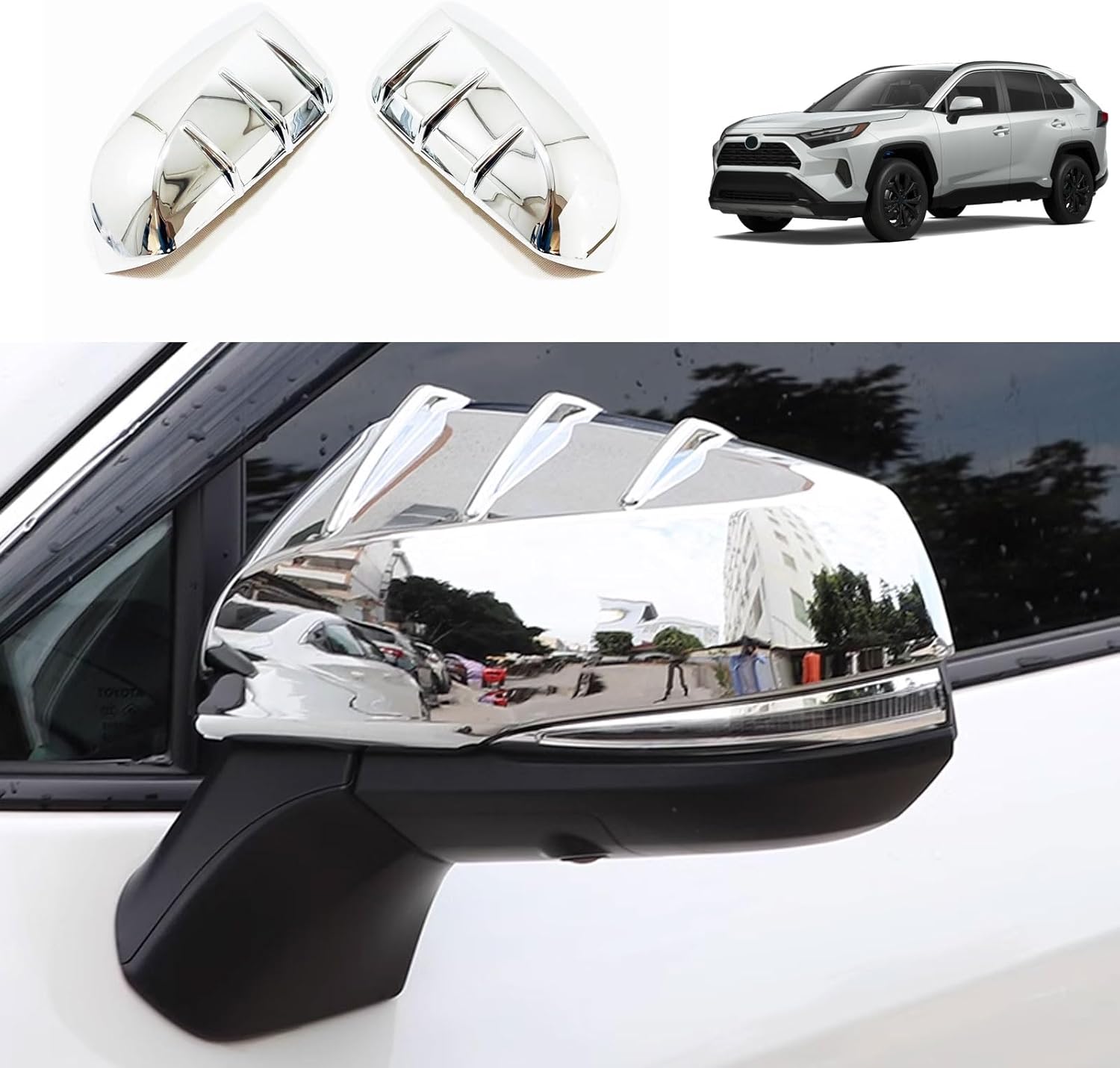 Car Accessories Compatible With Toyota RAV4 2025 2024 2023 2022 2021 2020 2019 Exterior Rear View Mirror Cap Cover Trim ABS 2PCS(Carbon Fiber Style)