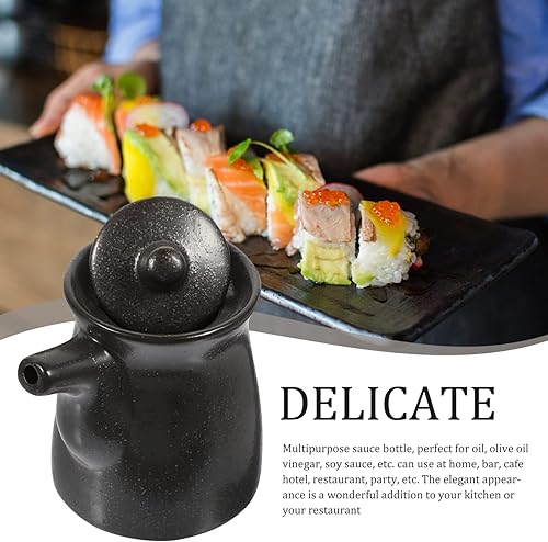 Miniatura 5 de Dispensador de jarabe de arce Botella dispensadora de aceite Botella de aceite de cerámica Botella de salsa de soja con tapa para cocina-3.3 * 3.9