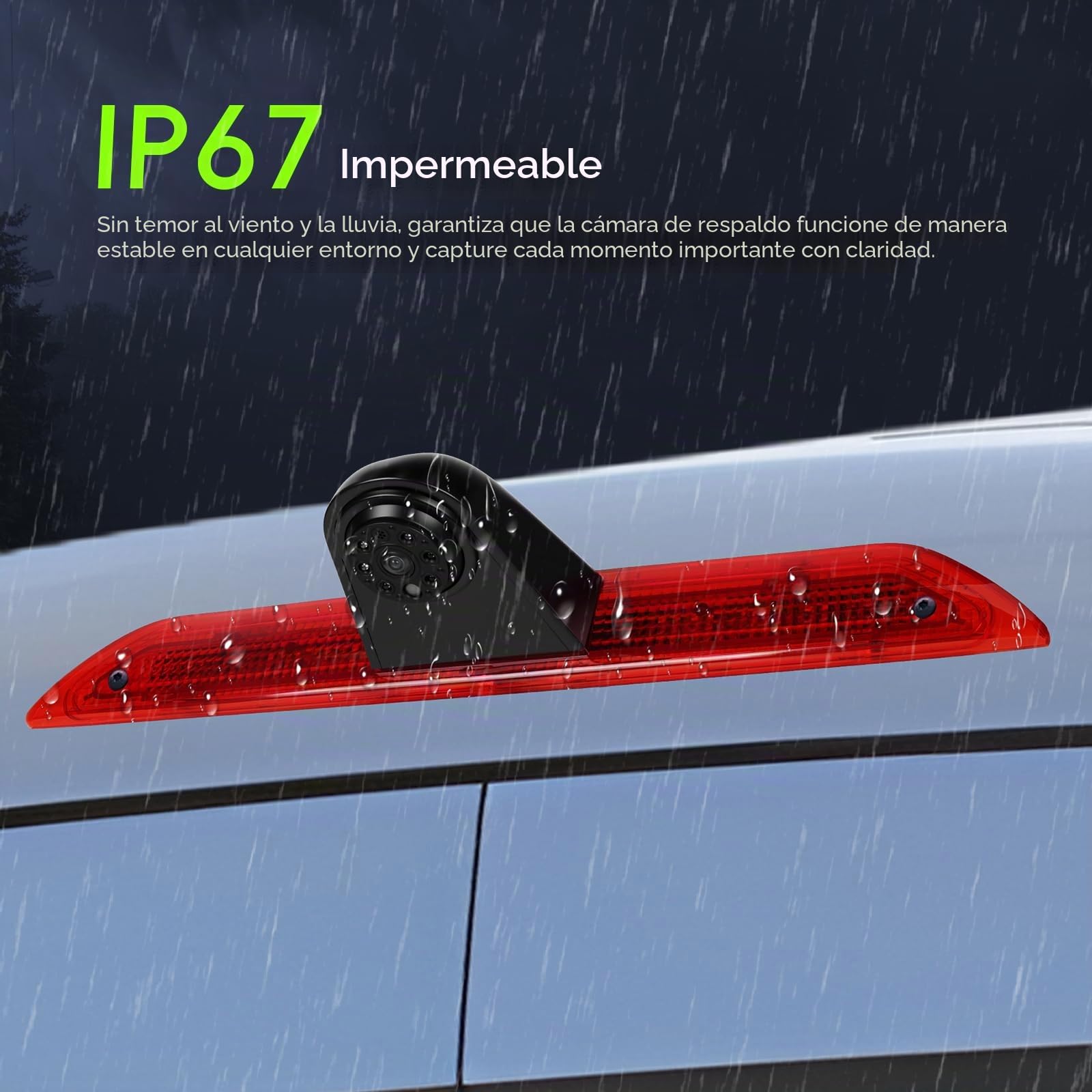 SIXWIN Cámara Marcha Atrás para Ford Transit 2014-2018, Específica Luz de Freno, 140° Gran Angular, IP67 Impermeable, Visión Nocturna, Conexión por Cable, Kit Completo de Instalación