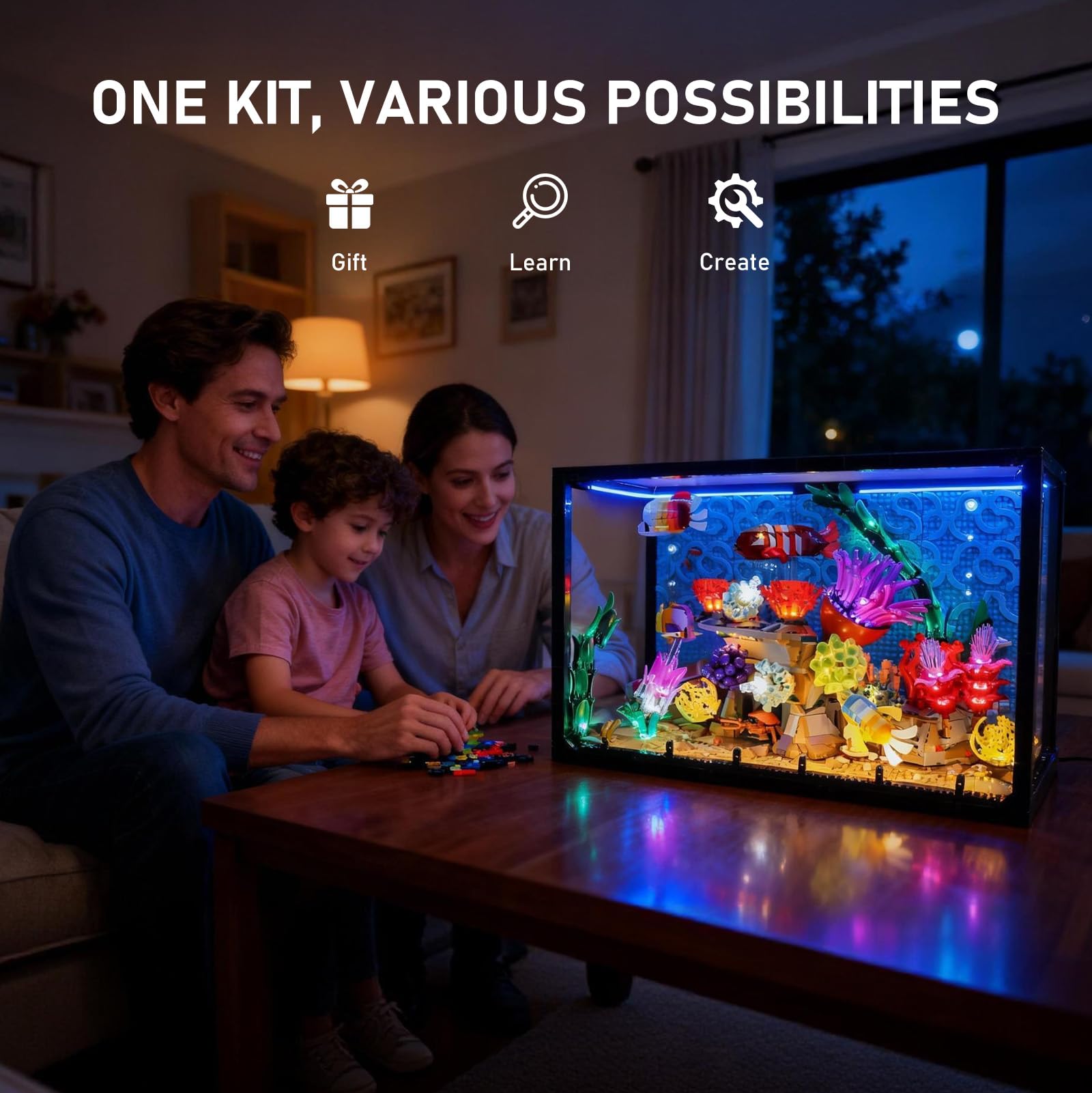 BRIKSMAX Oświetlenie LED do Lego Icons tropikalnego akwarium 10366, kompatybilny zestaw świateł do klocków – bez zestawu Lego, dekoracyjne światło premium do modelarstwa, dekoracja domu, prezent dla