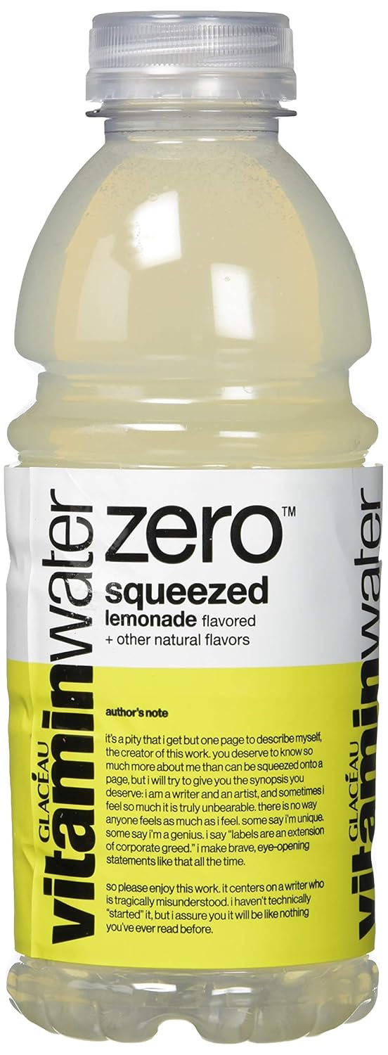 vitaminwater zero squeezed, lemonade flavored, electrolyte enhanced bottled water with vitamin b5, b6, b12, 20 fl oz, 12 pack