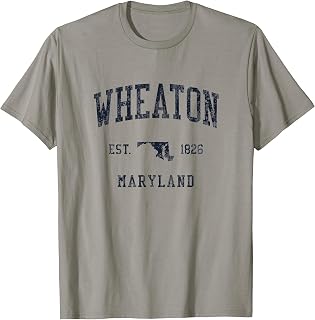 Wheaton MD JN1 Vintage Athletic Blue Design T-Shirt