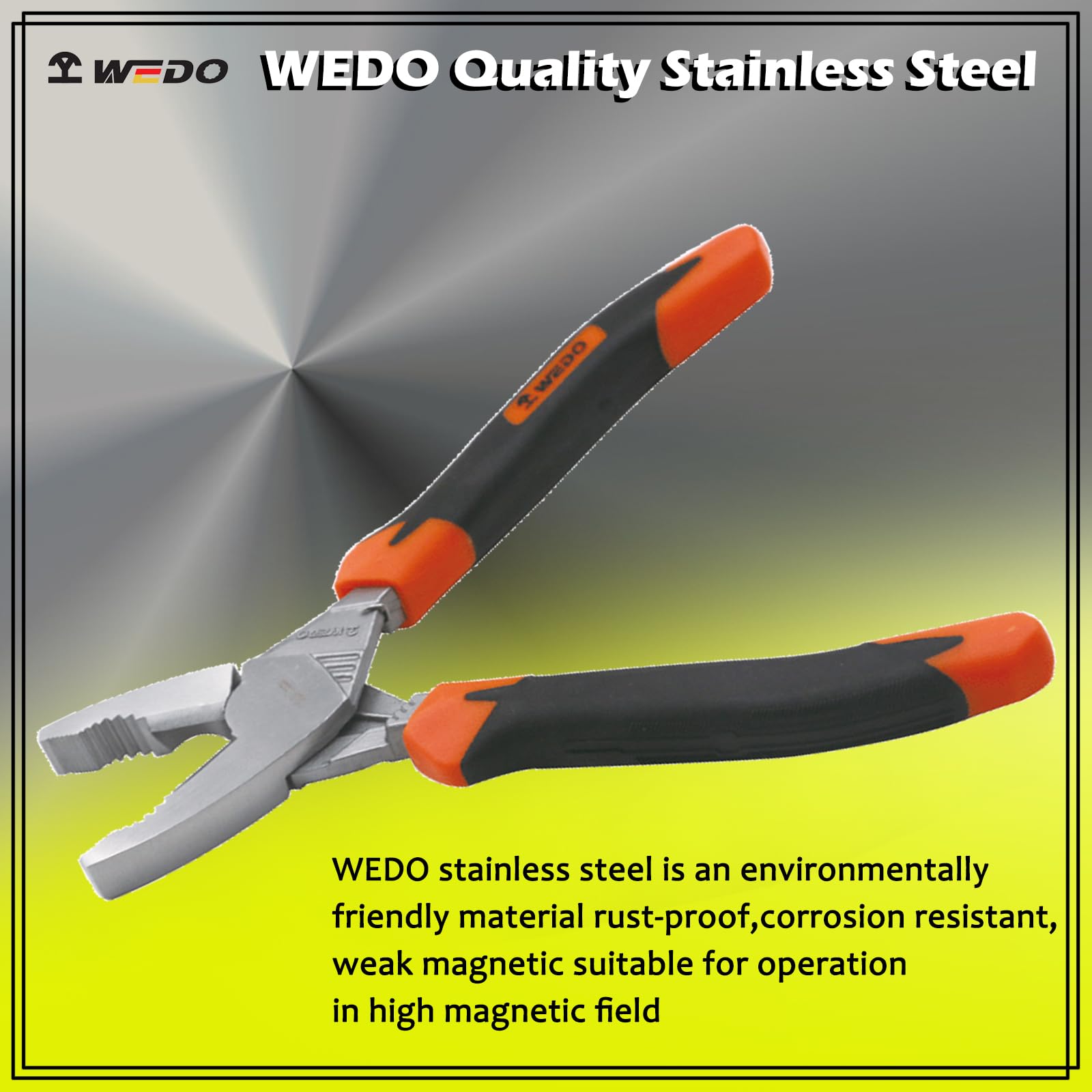 WEDO Kombinerki 20 cm, szczypce boczne ze stali nierdzewnej, kombinerki, odporne na korozję, odporne na rdzę, długość 200 mm, profesjonalny uchwyt, ergonomiczny design, powierzchnia bez chromu