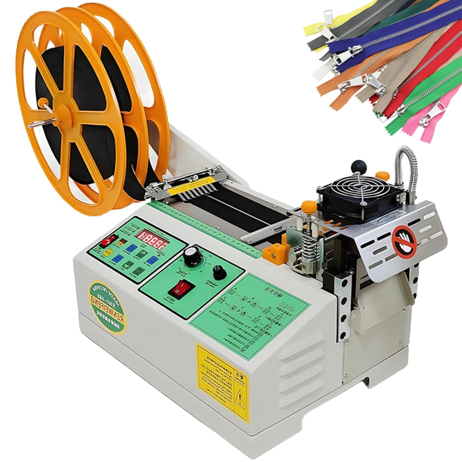 PtaTritious 400W Automatic Textile Ribbon Cutter Hot/Cold Belt Cutting Machine,Webbing Textile Belt Cutter Speed 110 pcs/min,Metal Strip Precise Digital Belt Cutter