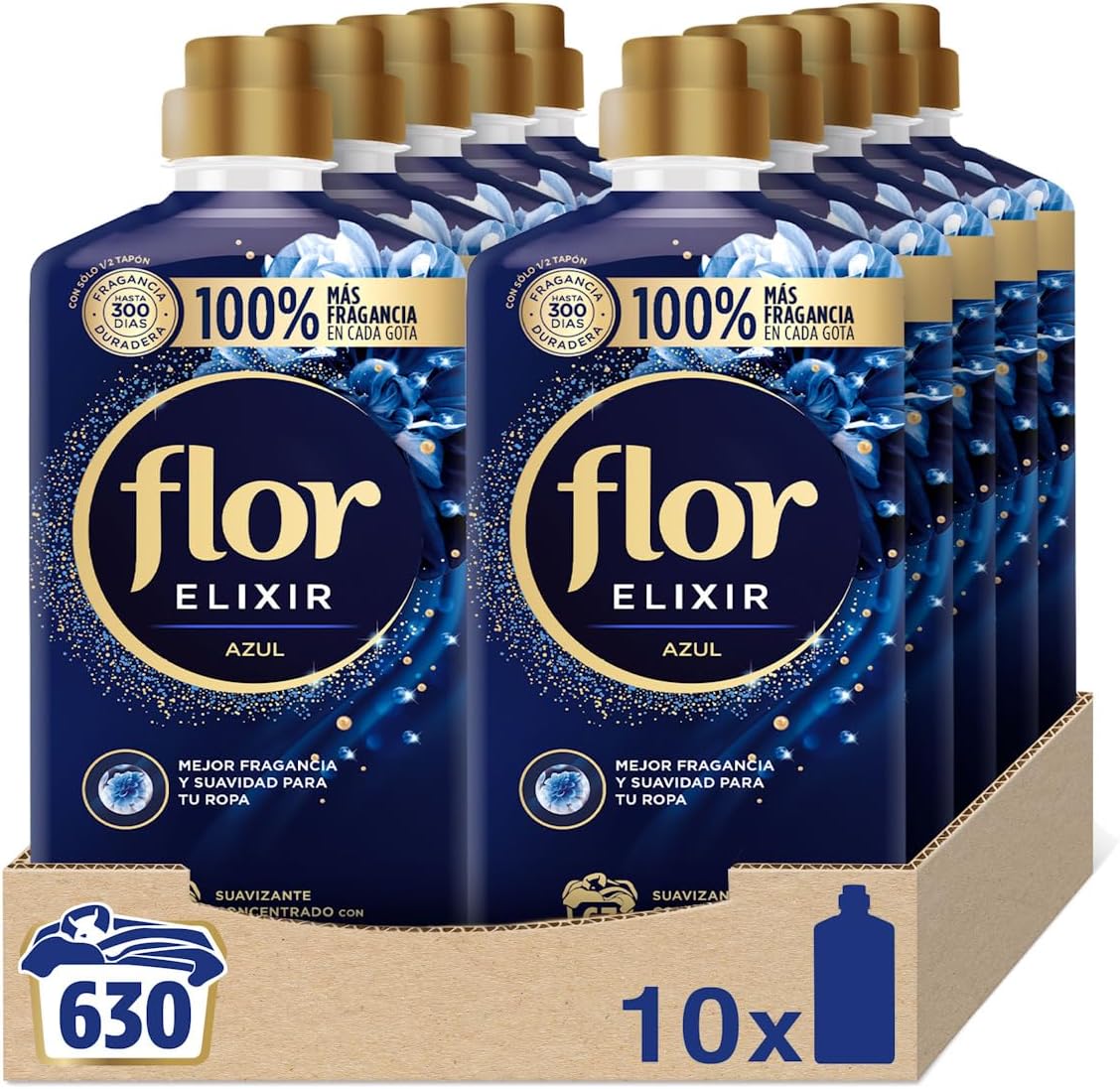 Flor Elixir Azul Suavizante para la Ropa, 630 dosis (10 botellas de 63 ...
