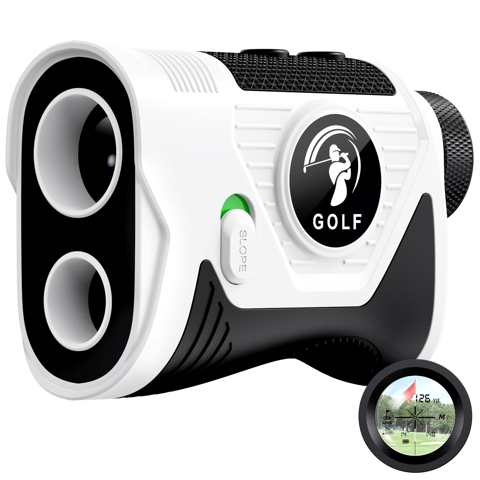 Photo 1 of Golf Rangefinder with Slope, 1200 Yards Laser Range Finder for Golf, Flag Lock Vibration, Rechargeable Type-C, 7X Magnification, Tournament Legal, Father's Day Golf Gift for Dad
