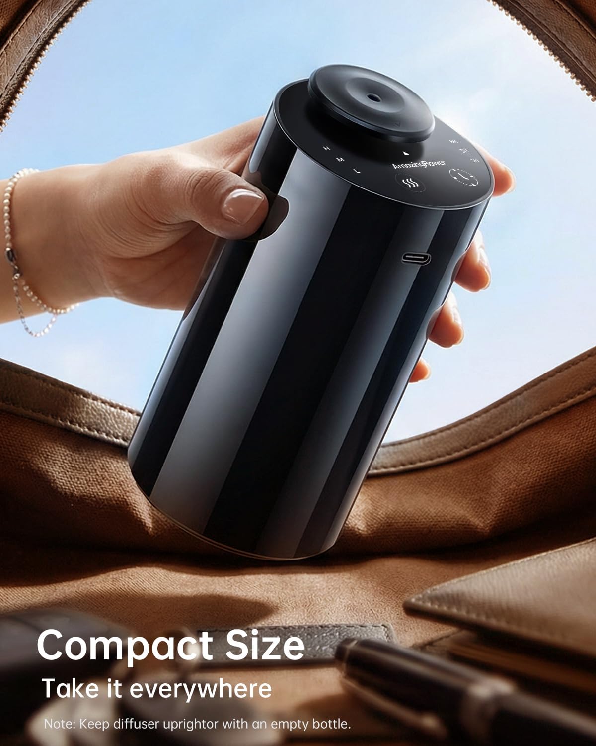 Waterless Essential Oil Diffuser with 4 x 10mL Hotel Scent Fragrance Oils, Rechargeable Car Diffuser Air Freshener Machine, 3 Timer & 3 Mist Modes, Aromatherapy Kit for Home