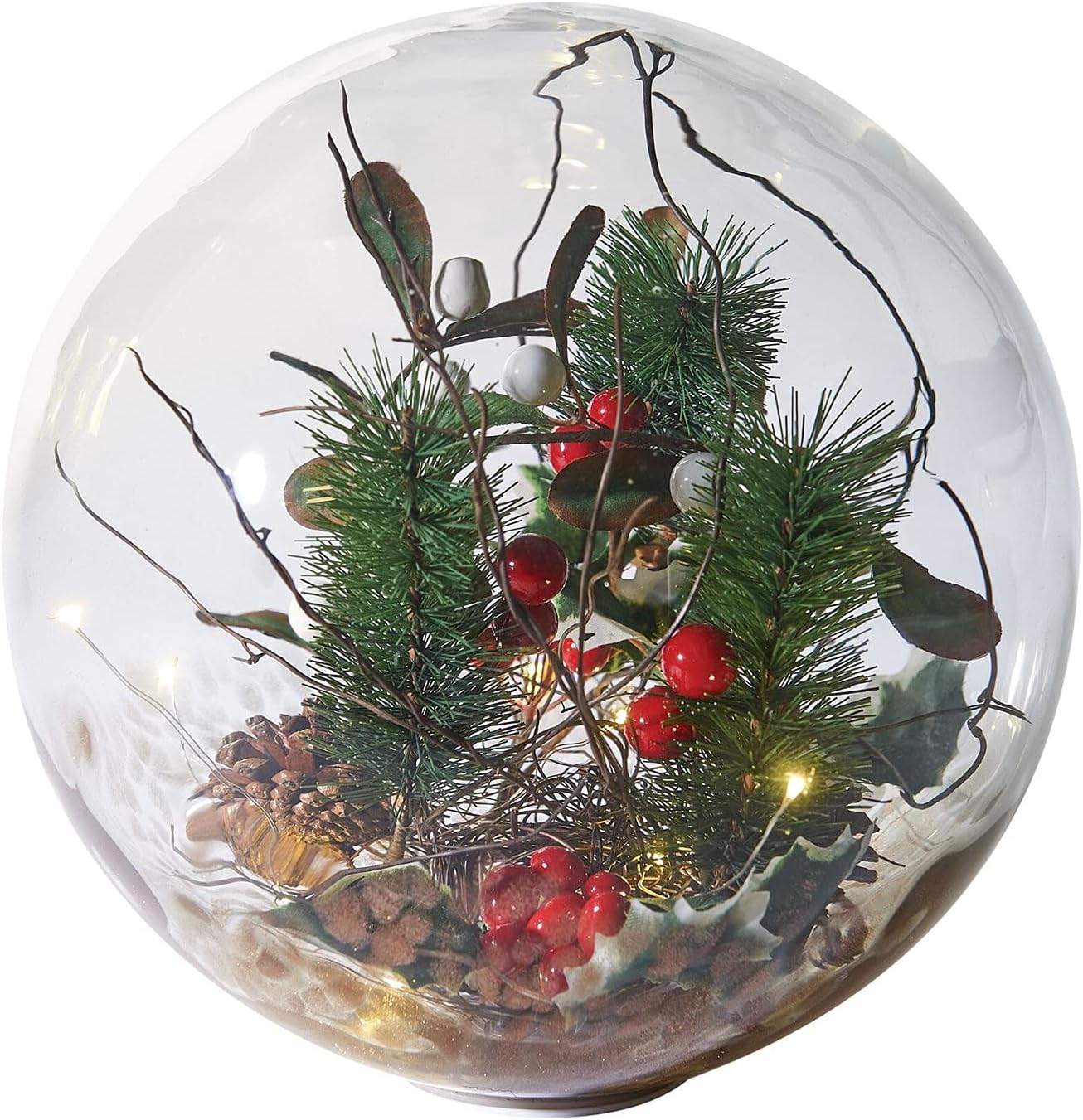 ART & ARTIFACT LED Lighted Glass Holiday Orb HandBlown Glass Globe Seasonal Decor
