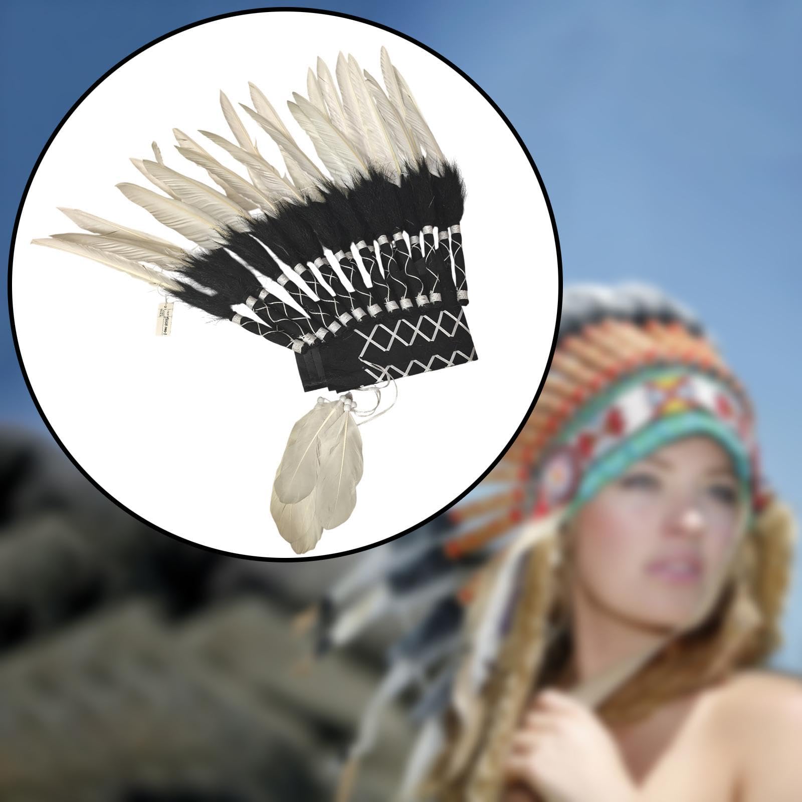 Harilla American Chief Indian Native Hut Feder Kopfschmuck Kopfschmuck Herren Damen für Karneval