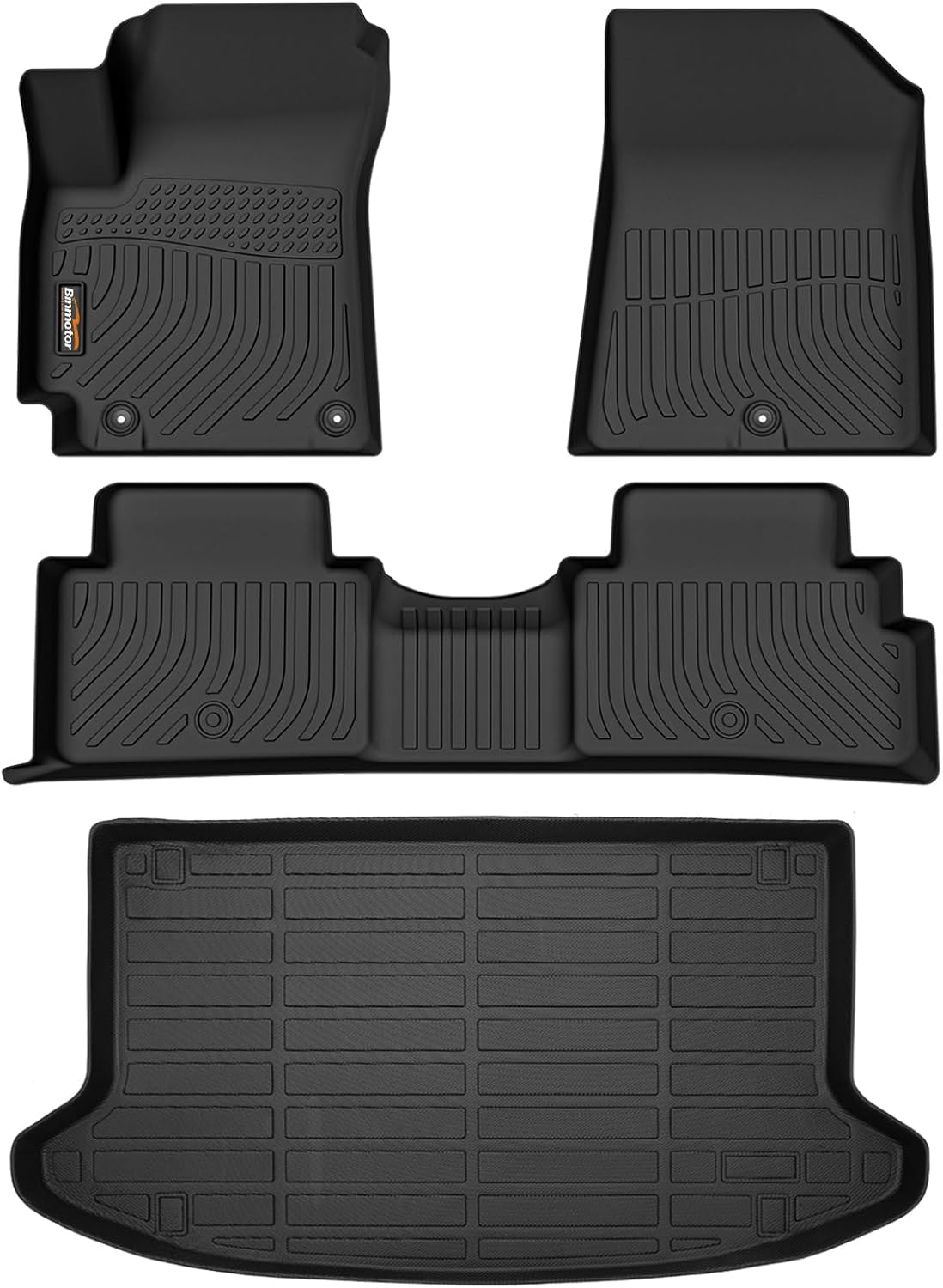 Binmotor-Floor Mats & Upper Cargo Liner Set for Kia Soul 2025 2024 2023 2022 2021 2020(Not for GT and EV Models),All Weather Car Mats for Kia Soul Accessories