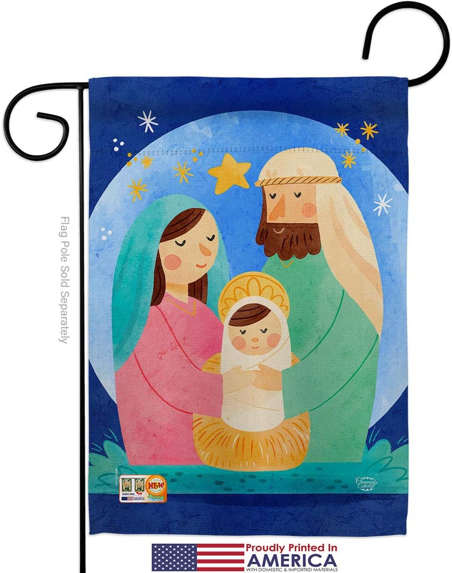 Nativity Jesus Garden Flag Set Wall Holder Wintertime Three King Religious Holy Family Season Christian Small Decorative Gift Yard House Banner Made In USA 13 X 18.5