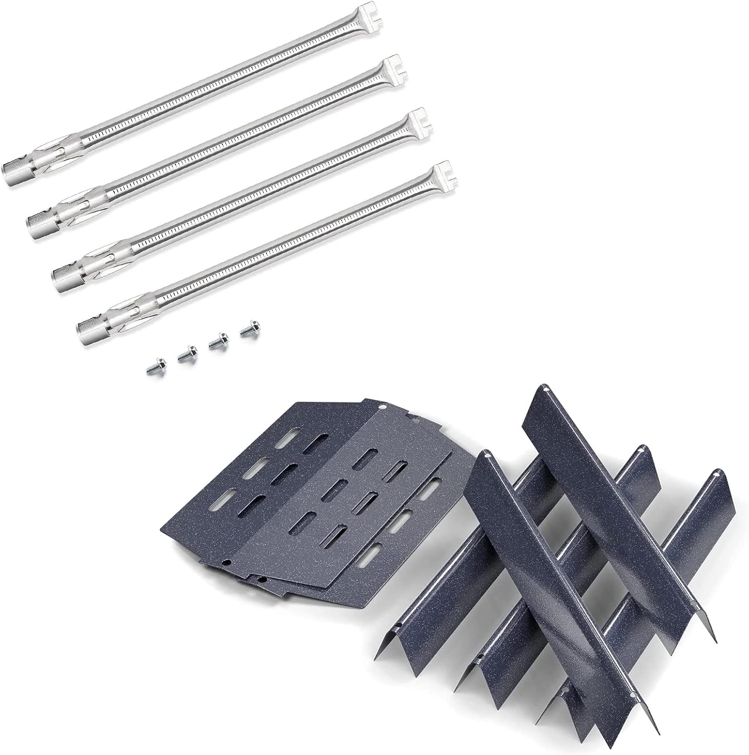 QuliMetal 19.5" Grill Burner and 17.5 Inch Flavorizer Bars and Heat Deflectors for Weber Genesis 300 Series Grill with Front Control Knob, Genesis E310 E320 E330 S310 S320 S330