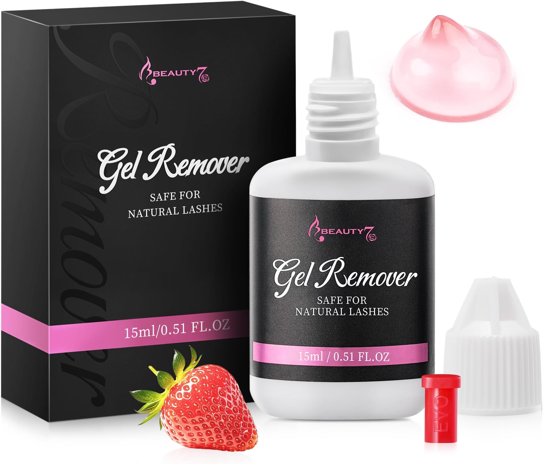 False Eyelash Extensions Remover Gel Safe Adhesive Bonder Glue Remover Fast Dissolve Remover for Individual Professional Eyelash Extension Low Irritation 15ml (pink)