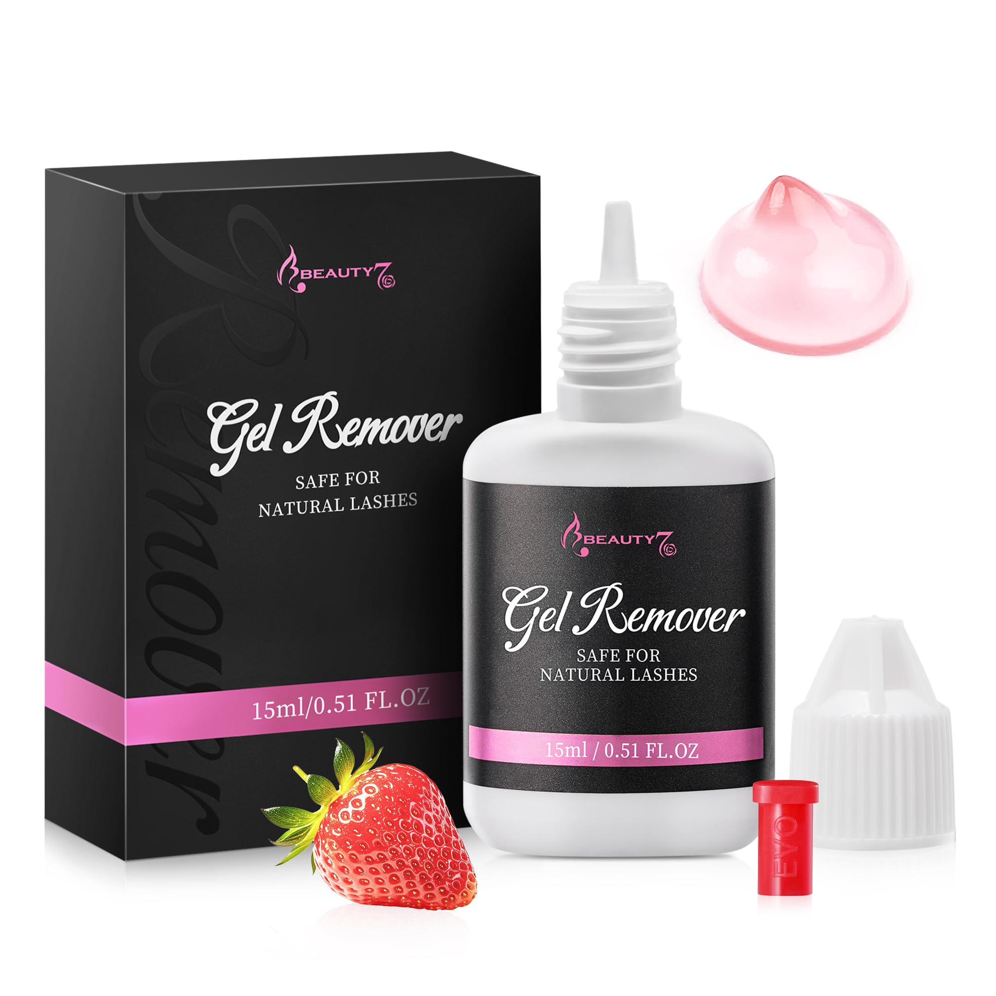 Beauty7 Wimpernentferner für extensions wimpernextension entferner Gel wimpernextension remover wimpern lösemittel lash glue entferner Professionelles Gel entferner kunstwimpern 15ml Rosa