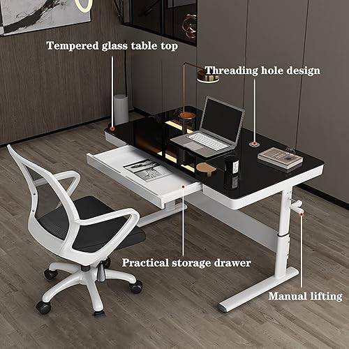Miniatura 6 de Escritorio para computadora de estudio, mesa de elevación de pie para oficina, escritorio de computadora de altura ajustable, estación de trabajo de