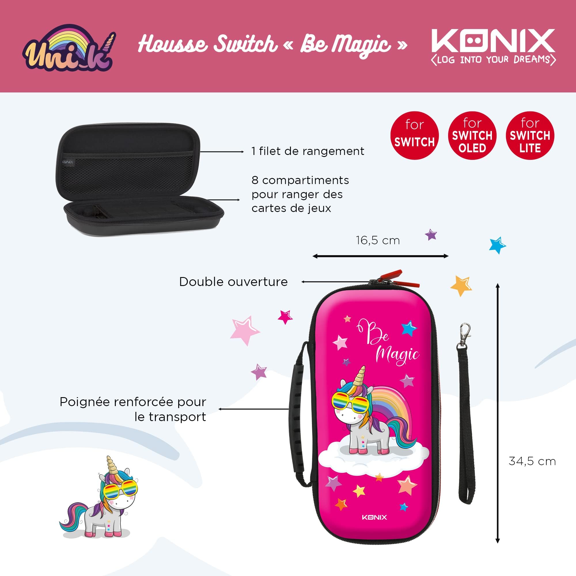 Konix My Hero Academia Funda de protección y Transporte para Nintendo Switch, Switch Lite y Switch OLED - 8 Juegos - Diseño My Hero Academia - Negro — view 135