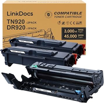 LinkDocs Compatible Toner Cartridge and Imaging Drum Set Replacement for TN920 DR920 to use with HL-L5210 L5215DW L6210DW L6217DW L6310DW L6415DW DCP-L5510DN Printer 2 Toner & 1 Drum