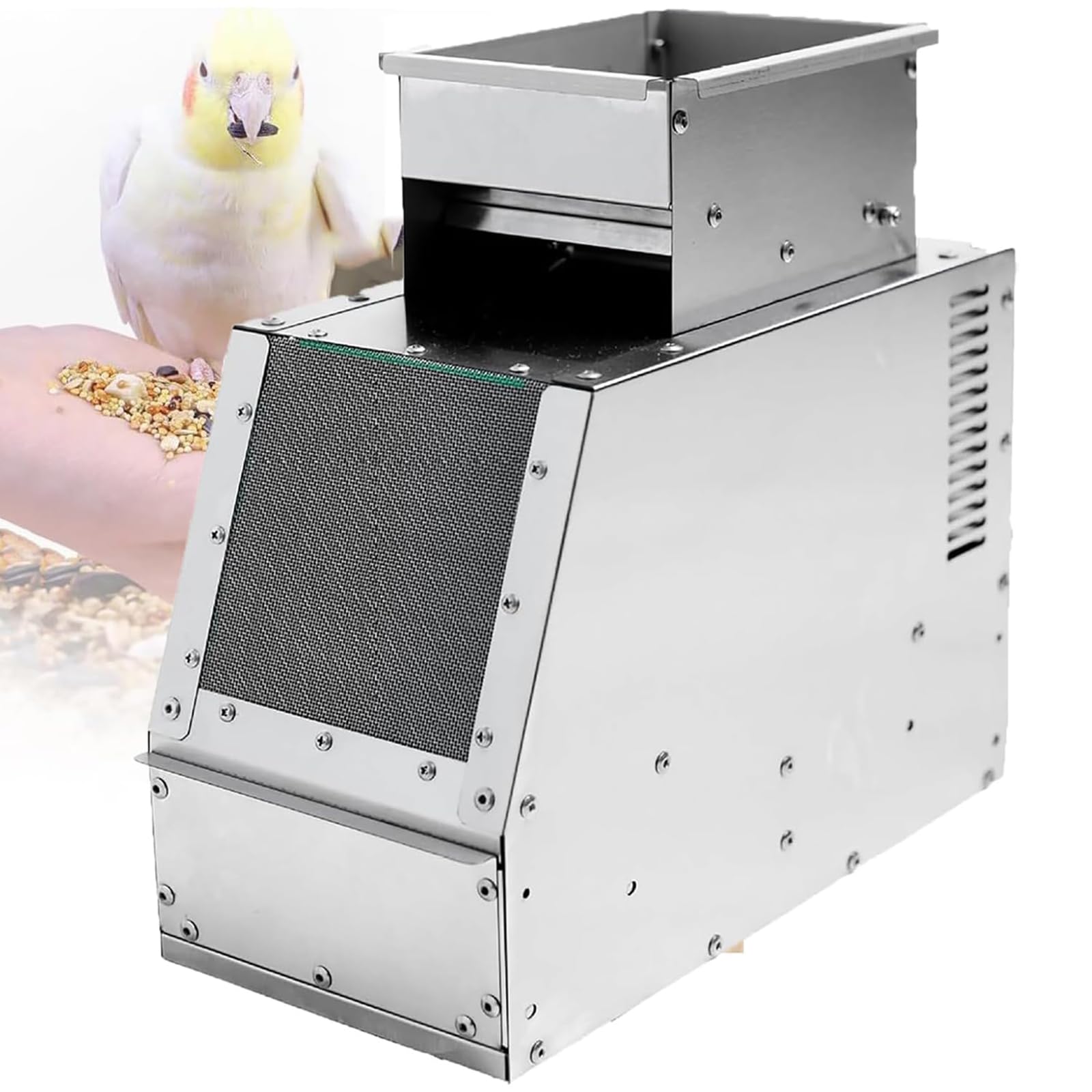 Sweet Taize Vogelfutter-Reinigungsmaschine – Getreideschalen-Spalter Mit Regelbarem Lüfter, Edelstahl-Abscheider Für Hirse, Melonenkerne, Reis & Bohnen (Durchmesser <1cm) Kornabscheider Einstellbar