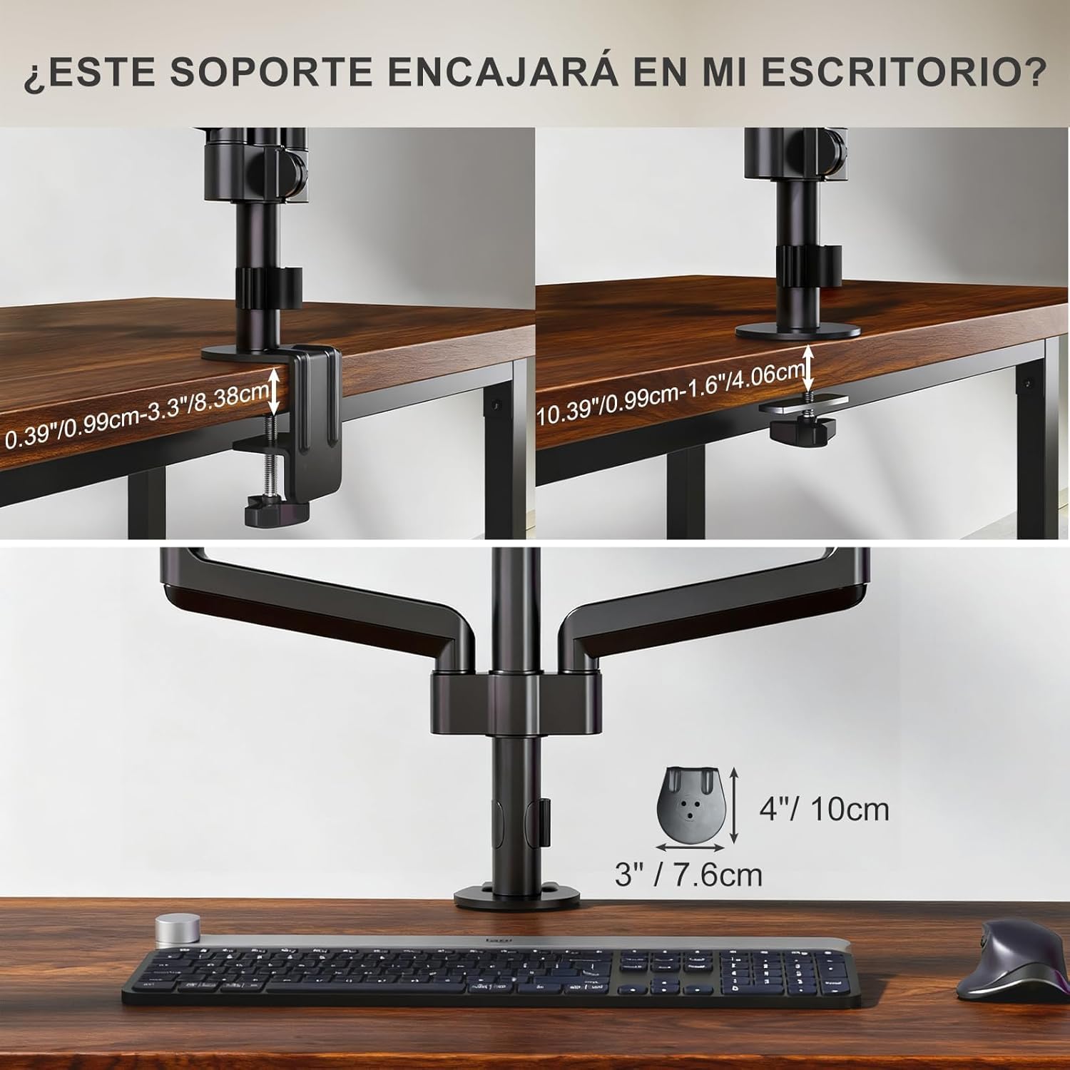 WALI Soporte para Tres Monitor para Pantalla para Pantallas de hasta 32 Pulgadas, Soporte de Monitor con Inclinación, Giro y Rotación, VESA 75 x 75/100 x 100 mm (GSDM003), Negro