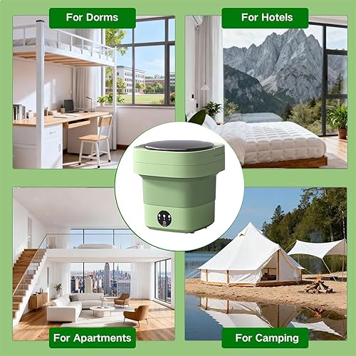 Miniatura 7 de Lavadora y secadora portátil 2 en 1, mini lavadora con cesta de secadora giratoria y 3 modos de lavado y capacidad de 11 litros para apartamento,
