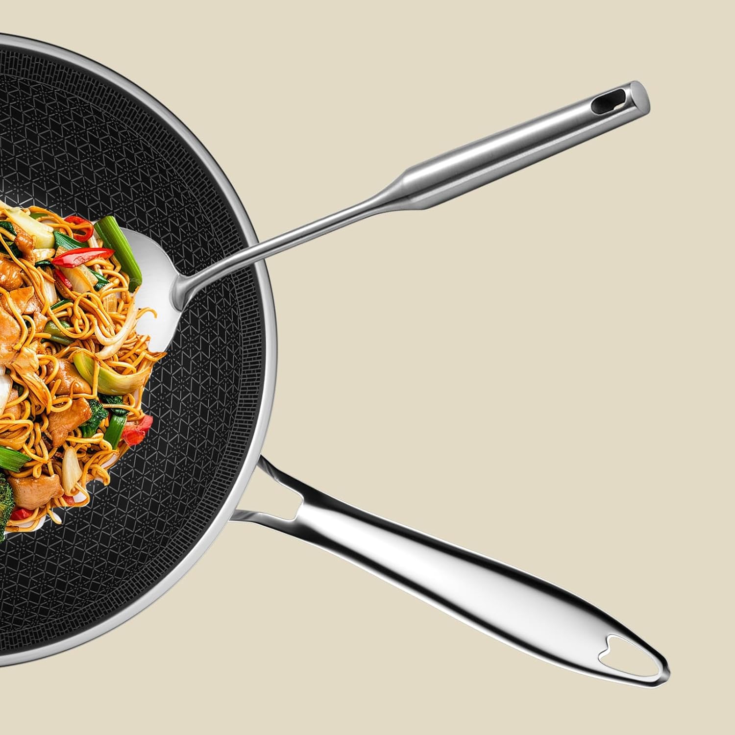 Nonstick Hybrid Wok, Stainless Steel Stir-Fry Pan – Induction & Oven Safe, Dishwasher