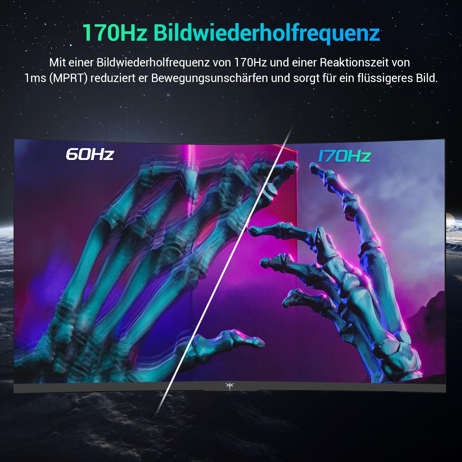 KTC Monitor Gaming Curvo 27 Pollici, 170Hz, 2K QHD 2560 x 1440p Schermo PC, VA 1500R Senza Cornice, 1ms, HDR, 165Hz 144Hz Computer Monitor con FreeSync & G-sync, Eye Care, VESA, DP, HDMI, H27S17