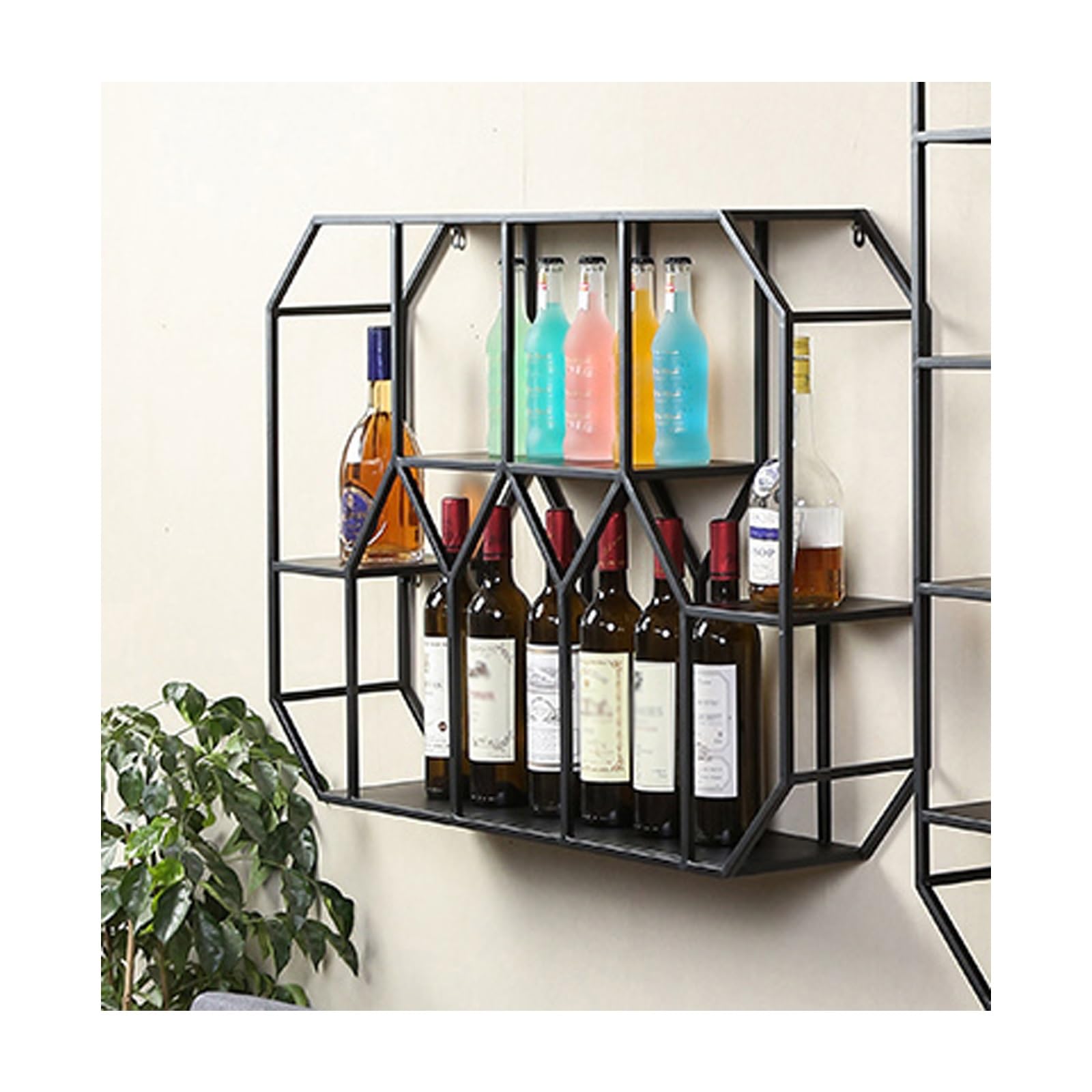 Gain de place avec le porte-bouteilles mural blanc et porte-verres