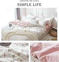 Vista 384 de 3 piezas de juego de funda de edredón tamaño individual XL, funda de edredón blanca con estampado floral azul, ropa de cama coquette de algodón