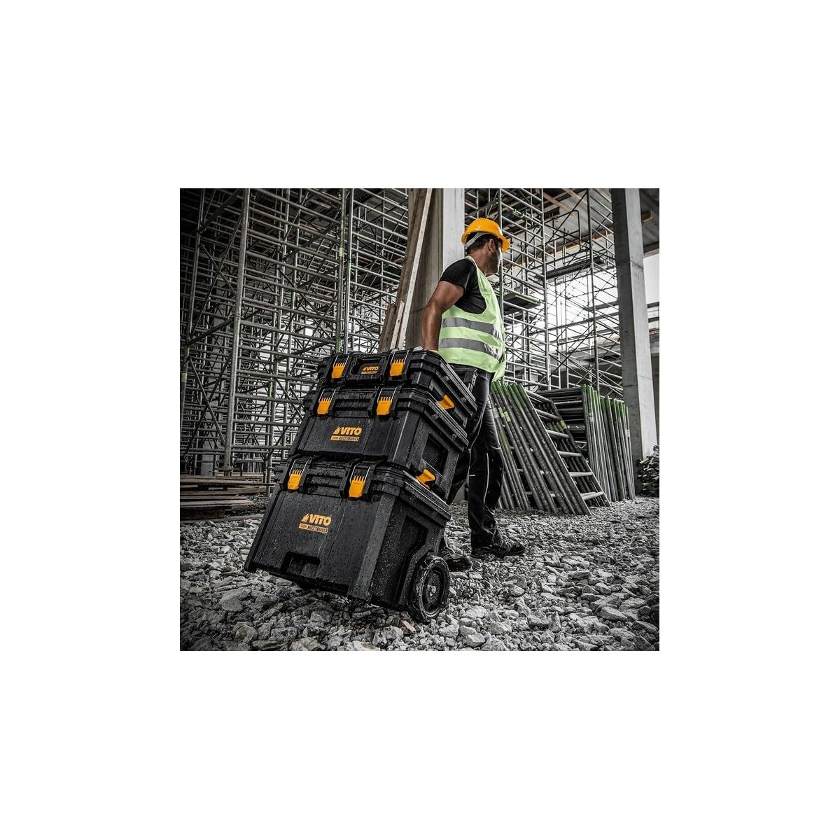 VITO - Caja de herramientas modular (41 x 57 x 30 cm, carga 45 kg, capacidad de 39 litros)