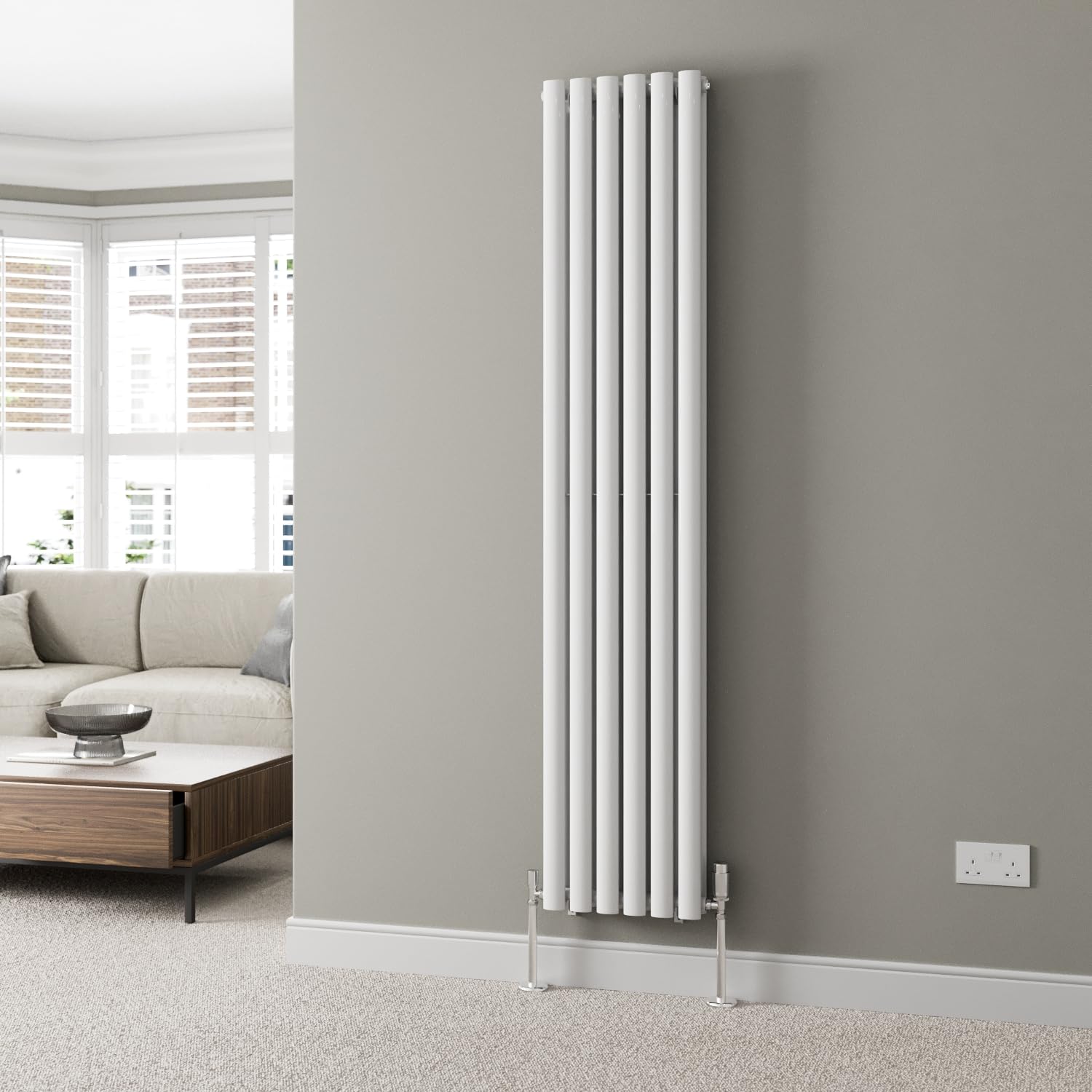 Duratherm White Duratherm® 1800 X 360Mm Vertical Designer Radiator Double Column Oval Tube Modern Central Heating Panel Bathroom Radiators
