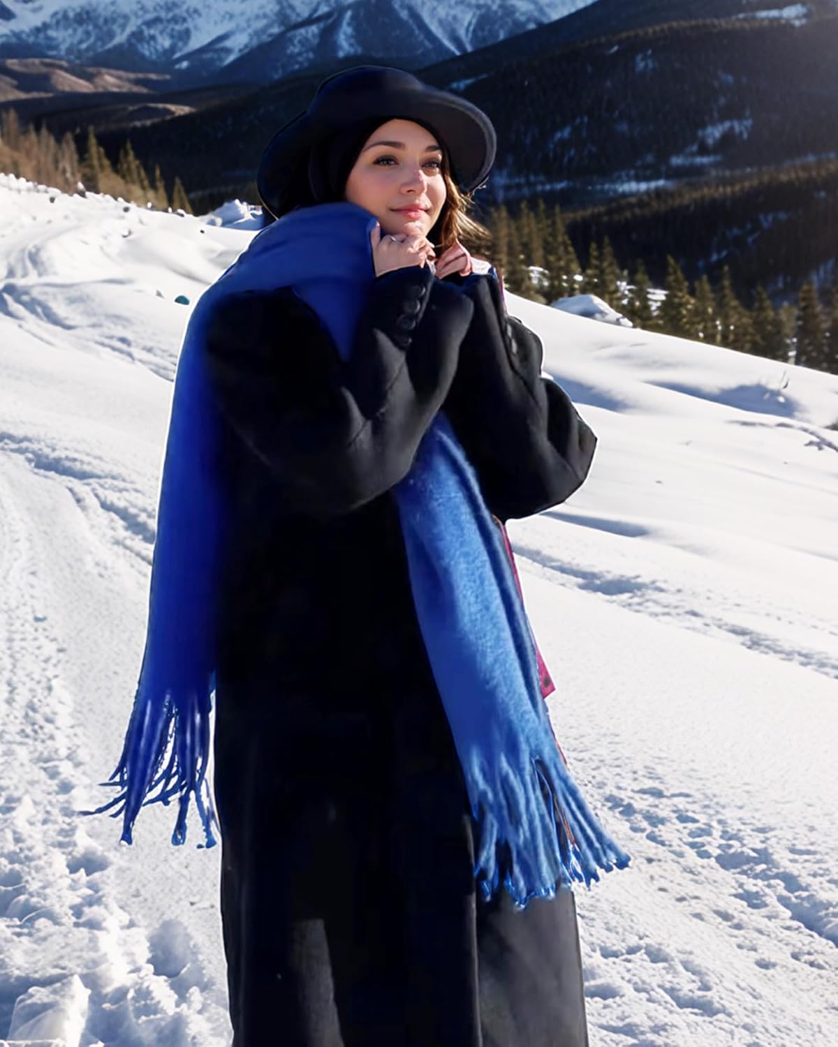 Oversized Winter Scarf for Women, Warm Thick Chunky Blanket Scarves, Soft Cozy Cashmere Feel Shawl Wrap Cold Weather - Image 6